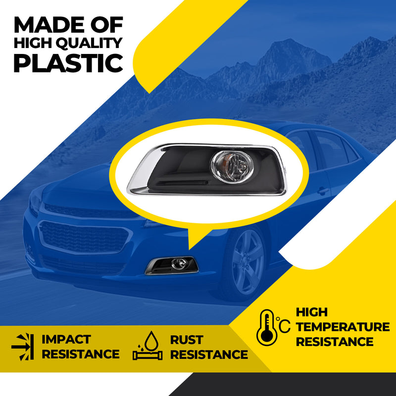 Fog Lights Bumper Lamps with Black Bezel Molding for Chevy Malibu 2013-2016