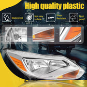 DURAFORCE Chrome Headlight Headlamp Replacement Passenger Side for Ford Focus 2012 13 14