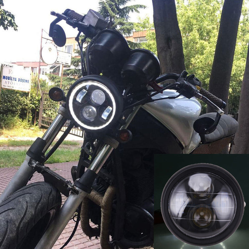 6.5'' LED Motorcycle Headlight with Bracket for Harley Bobber Cafe Racer