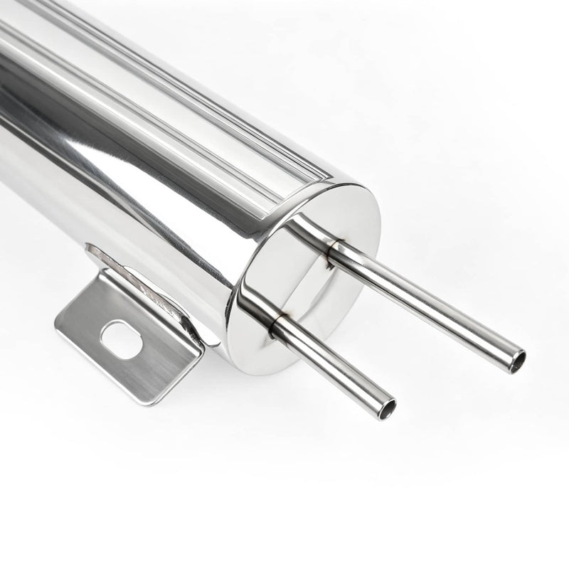 24 Oz Polished Stainless Steel 2" x 15" Radiator Dr Overflow Tank Bottle