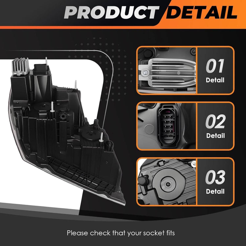 Full LED Headlights Headlamps Pair for Freightliner Cascadia Black
