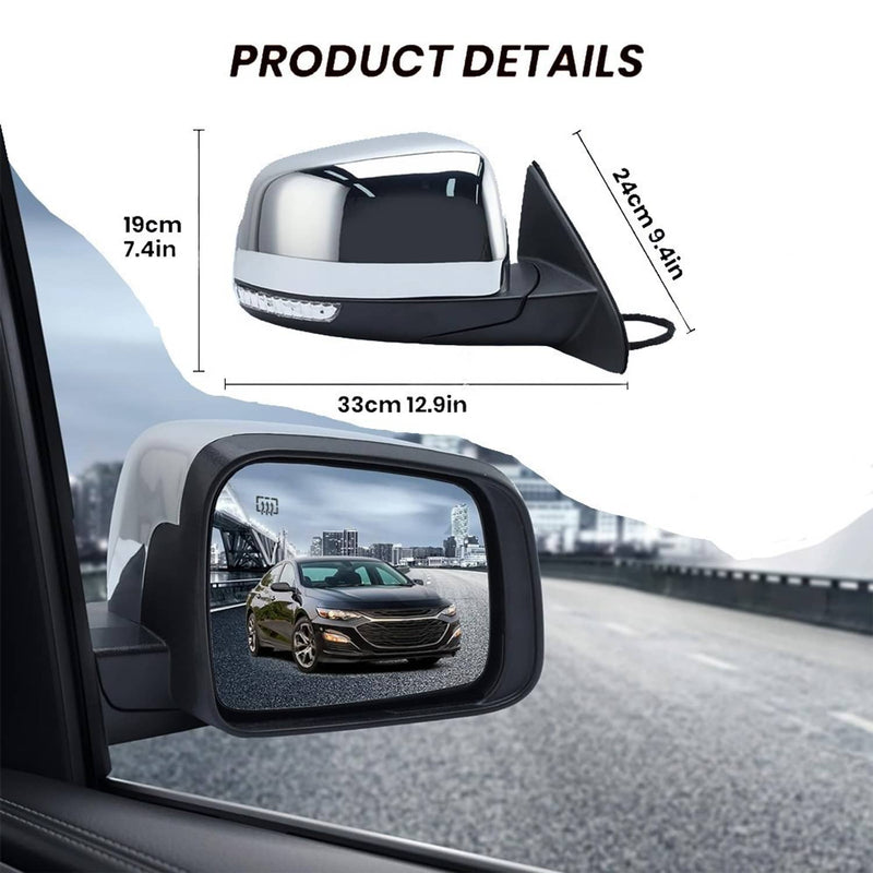 Passenger Side Manual Fold Mirror Blind Spot for Jeep Grand Cherokee 2011-2022