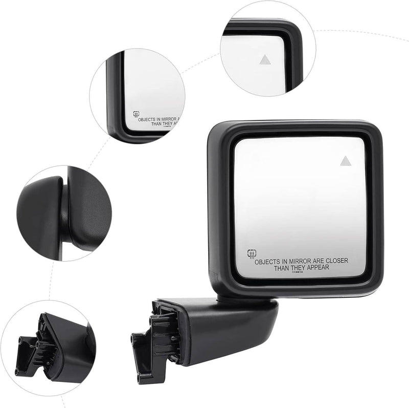 Rear Mirror with Blind Spot Left and Right Side for 2018-2025 Jeep Wrangler Glad