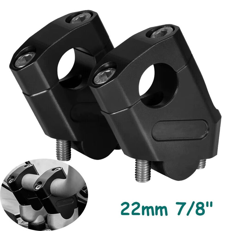 2pcs 7/8" 22mm Handlebar CNC Motorcycle Riser Mount Clamp Adapter Increased 38mm