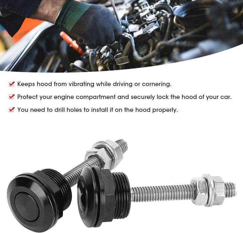 4Pcs Push Button Quick Release Hood Bonnet Pins Lock Clip Car Bumper Latch Kits