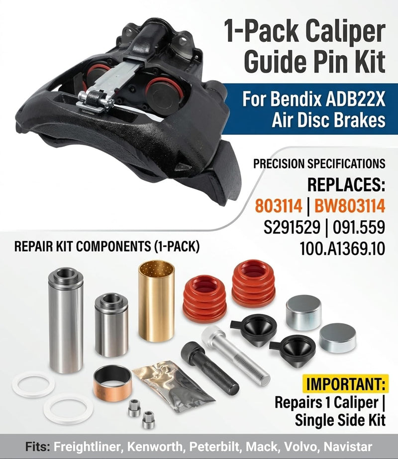 803114 BW803114 Caliper Guide Pin Kit for Bendix ADB22X Disc Brake 091.559