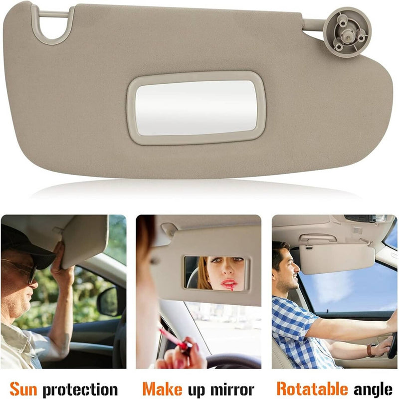 Sun Visor Set Left Right for 2002-2009 Dodge Ram 1500 2500 3500 Beige 2Pcs
