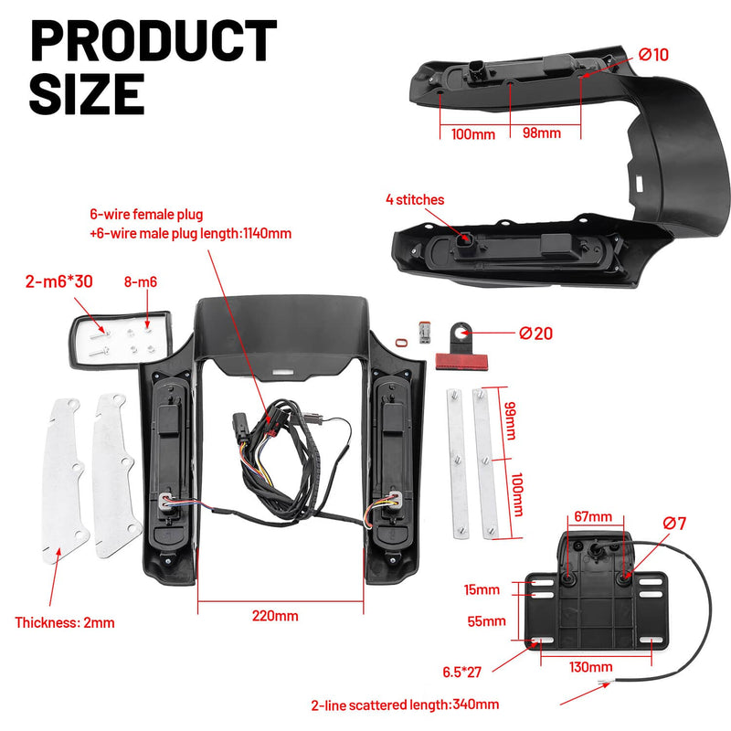 LED Rear Fender Fascia Kit for Harley Touring Electra Glide Road Glide 2014-2024