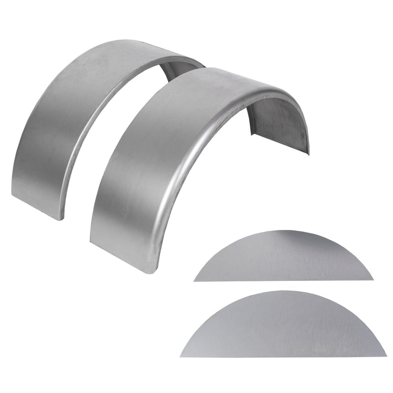 For 14" 15" 16" Wheel Steel Round Single Axle 2 Trailer Fenders with Back Plate