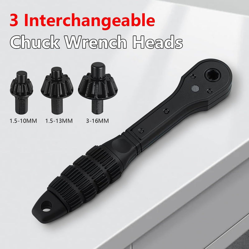 2-in-1 Ratchet Spanner Drill Chuck Key Wrench Universal Chuck Key Replacement