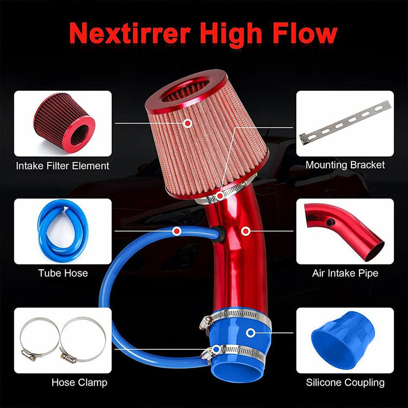 3" Cold Air Intake Filter Induction Kit Aluminum Pipe Power Flow Hose System