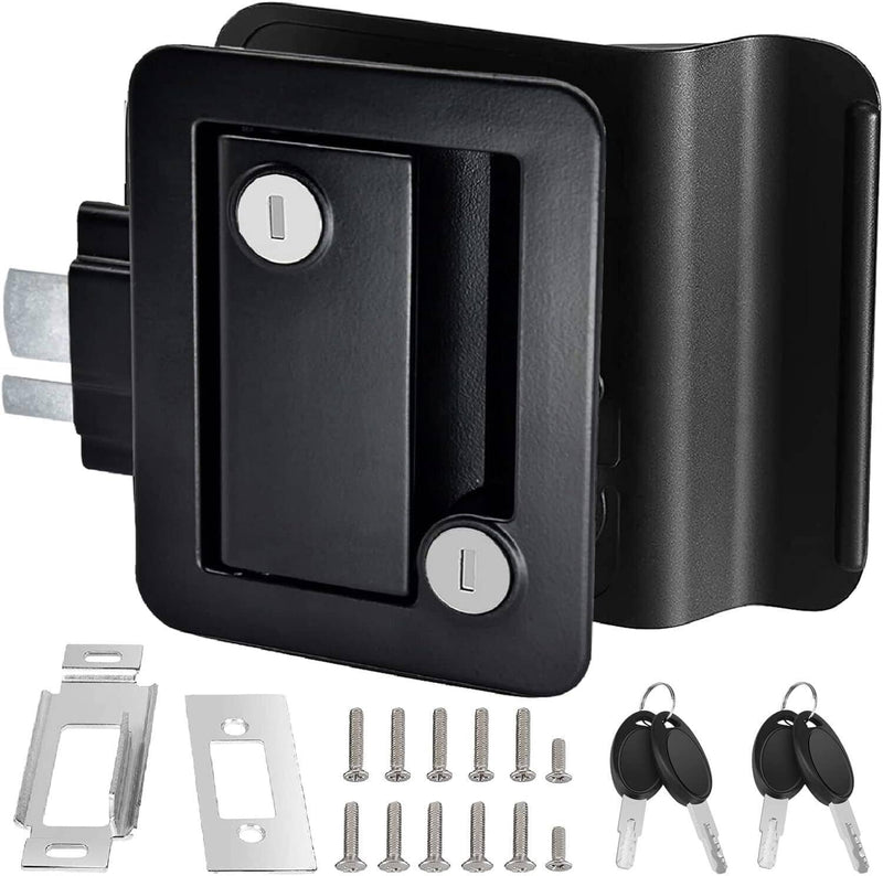 RV Paddle Entry Door Lock Latch Handle Knob Deadbolt for Camper Trailer Black