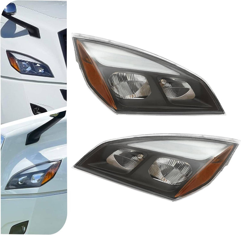 Full LED Headlights Headlamps Pair for Freightliner Cascadia Black