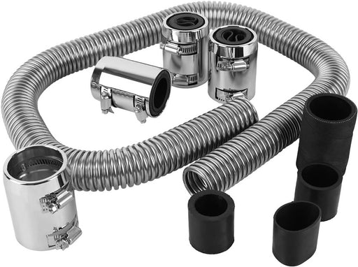 DURAFORCE 48" Universal Stainless Steel Radiator Flexible Coolant Water Hose Caps Kit