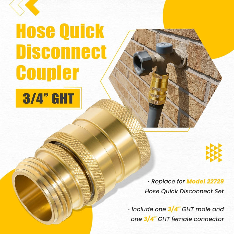 Brass Hose Quick Disconnect Set 3/4 GHT for Dramm 22729 Male Female