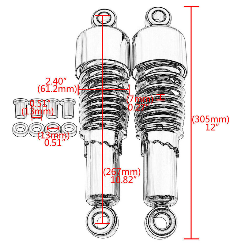 267mm 10.5" Rear Shocks Absorber Pair for Harley V-Rod Night Rod VRSCD