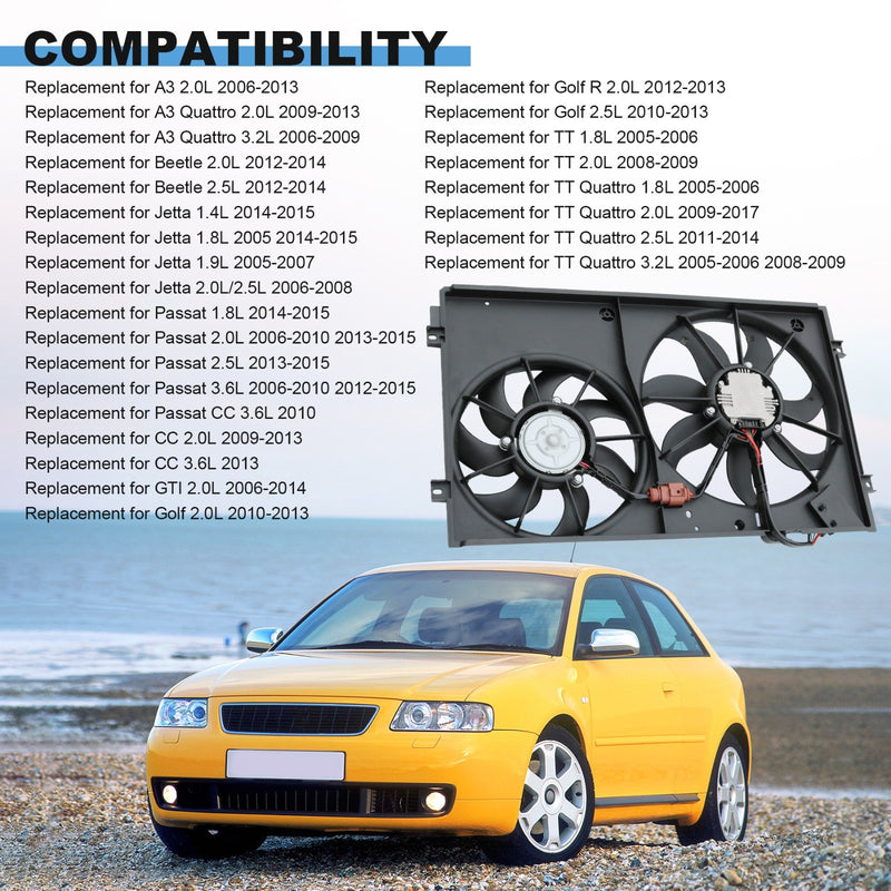 Radiator Condenser Fan for Volkswagen Jetta Beetle 2.0L 2.5L VW3120100