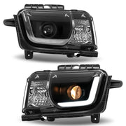 DURAFORCE LED Tube Projector Headlights Headlamp Black for Chevrolet Camaro 2010-2013 Pair