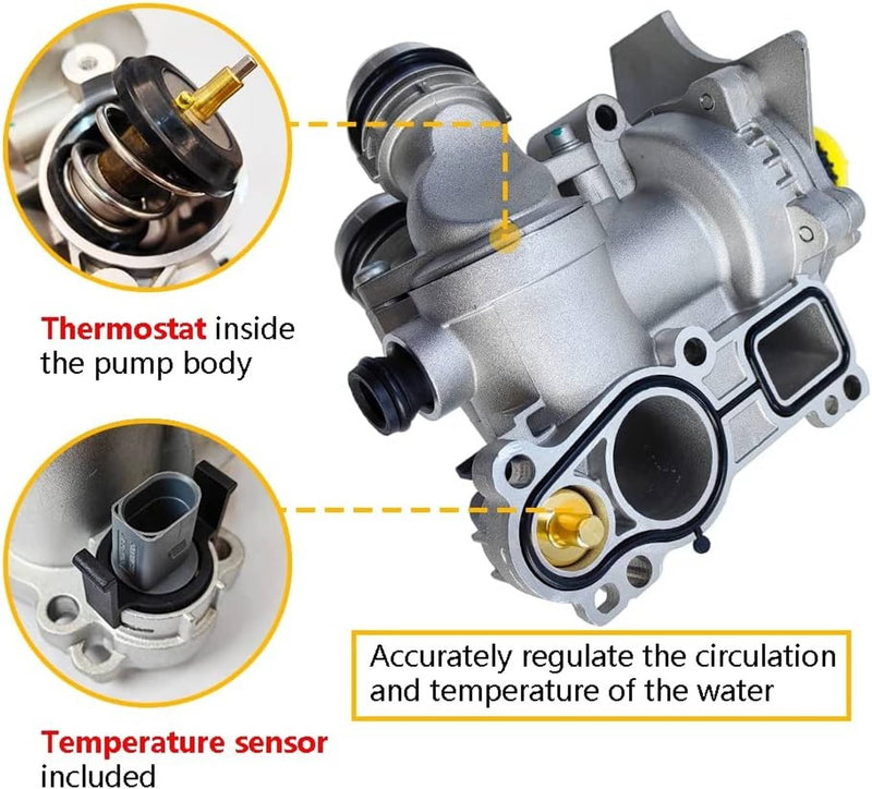 06H121026 Water Pump & Thermostat for Audi A3 A4 A5 VW CC Tiguan GTI 1.8T 2.0T