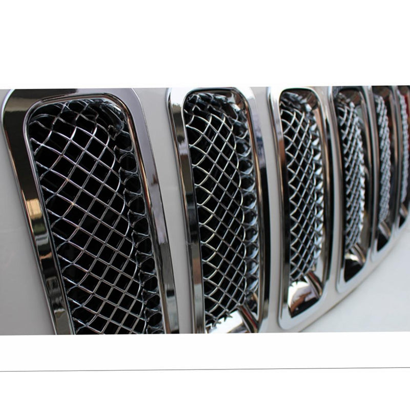 Black Front Mesh Grill Grille Insert Cover for Jeep Patriot 2011-2017 7 PCS
