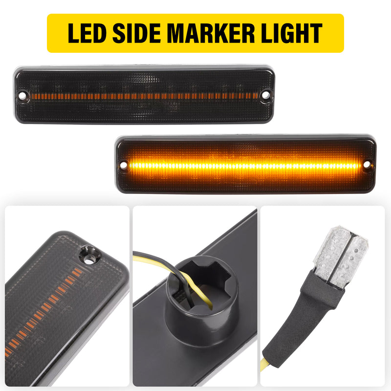 Front Side Marker Lights Turn Signal for Jeep Wrangler YJ 1987-1995 Smoked Amber
