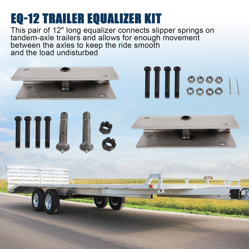 Trailer Suspension Rebuilt Kit Slipper Spring 12 Inch Equalizer Bushings Bolts P
