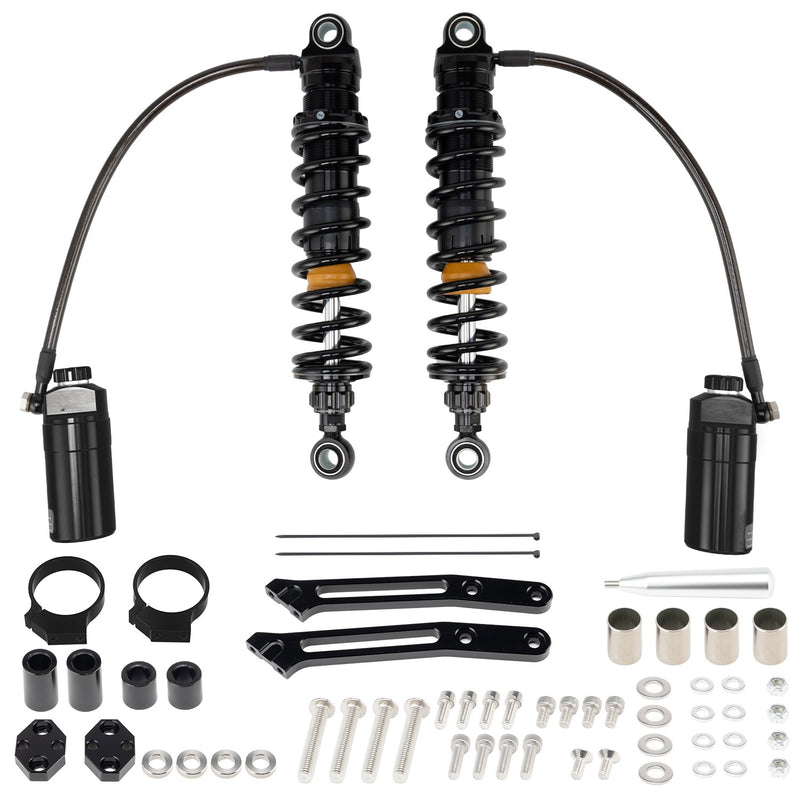 Upgraded 13" Remote Reservoir Rear Suspensions Shocks for Harley Touring