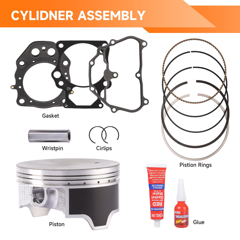 96mm Bore Cylinder Piston Gasket Top End Rebuild Kit for Honda TRX520 2020-2024