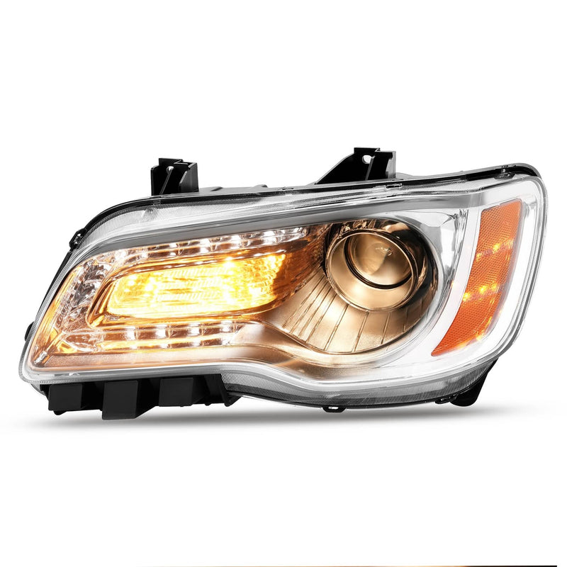 DURAFORCE Chrome Bezel LED DRL Headlight Headlamp Driver Side for Chrysler 300 2011-2023