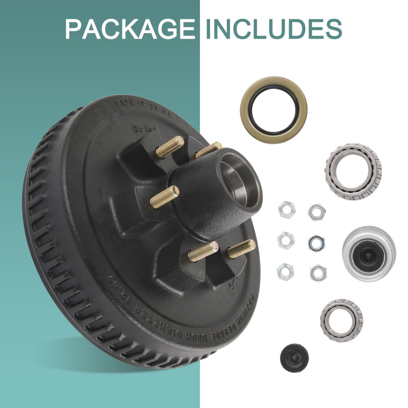 12x2 Trailer Brake Hub Drum Kit 6 on 5.5 for 5200-6000 Lbs Axle 1 Set