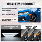 DURAFORCE Sequential Dynamic Turn Signal LED Marker Light Assembly for Honda Civic 16-21