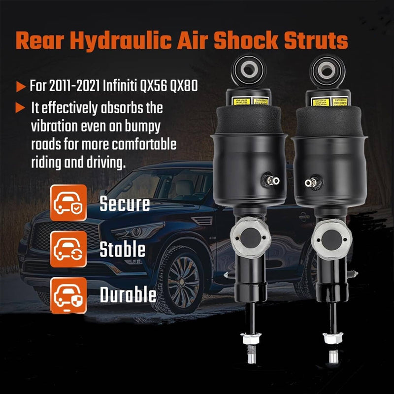 Pair Rear Hydraulic Air Suspension Shock Struts for Infiniti QX56 QX80 2011-2021