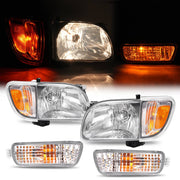 DURAFORCE Headlights Corner Signal Lights With All Bulbs for Toyota Tacoma 2001-2004 Pair