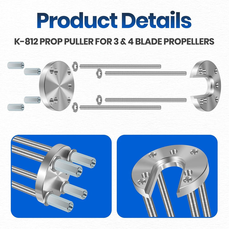 K-812 Marine Boat Prop Puller for 3 & 4 Blade Propellers 1-1/4" to 1-1/2" Shaft