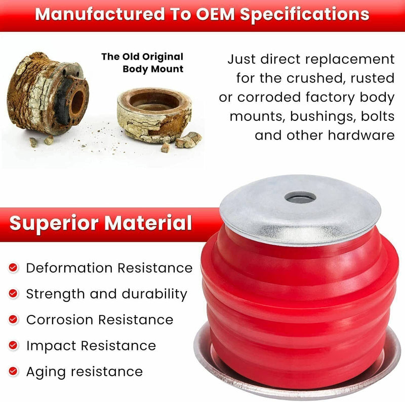 KF04060BK Red Body Mount Bushing Kit for Ford Super Duty F350 2008-2016 2WD 4WD