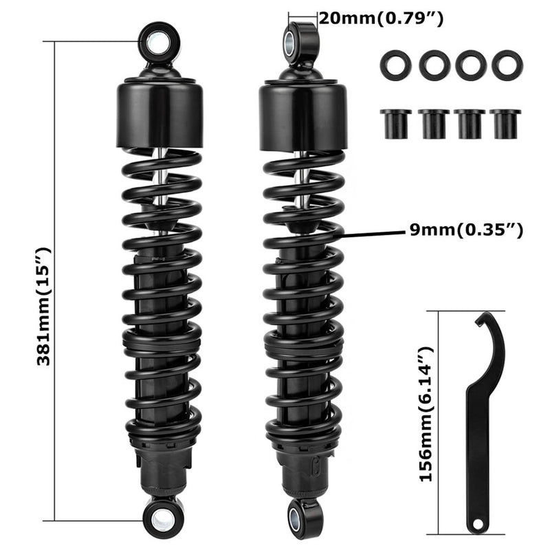 15" Adjustable Rear Shocks for Harley Road King Electra Street Glide