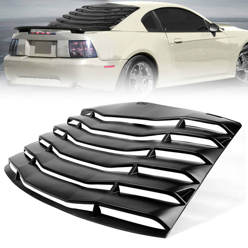 DURAFORCE Sun Shade Cover Rear Window Louver for Ford Mustang 1999-2004 Black ABS