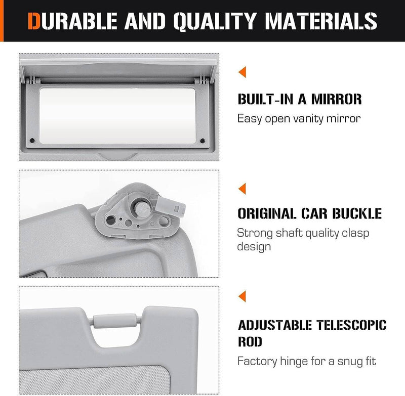 83230-SNA-A01ZC Right Sun Visor Passenger Side for Honda Civic 2006-2011 Grey