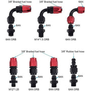 DURAFORCE Adjustable Fuel Pressure Regulator Kit 0-100psi Gauge -6AN Black Red