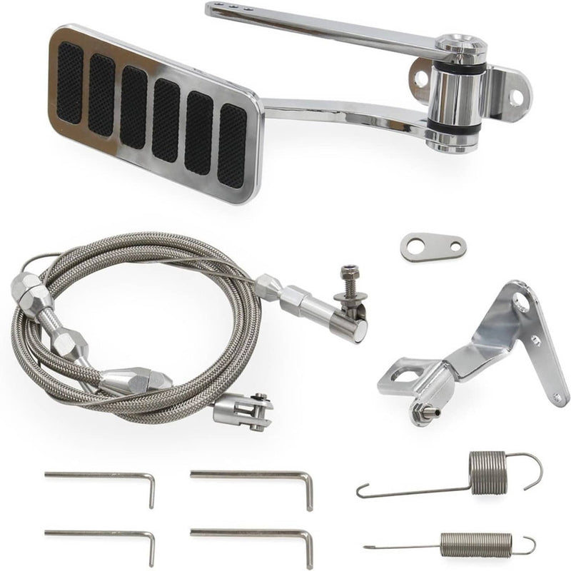 Universal Street Hot Rod Aluminum Gas Pedal & 24" SS Throttle Cable & Spring Kit