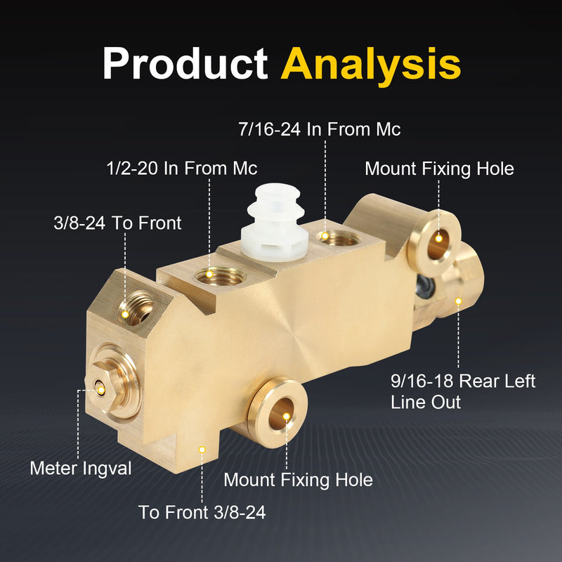 PV2 Brass Brake Proportioning Valve Disc Front Drum Rear & Mount