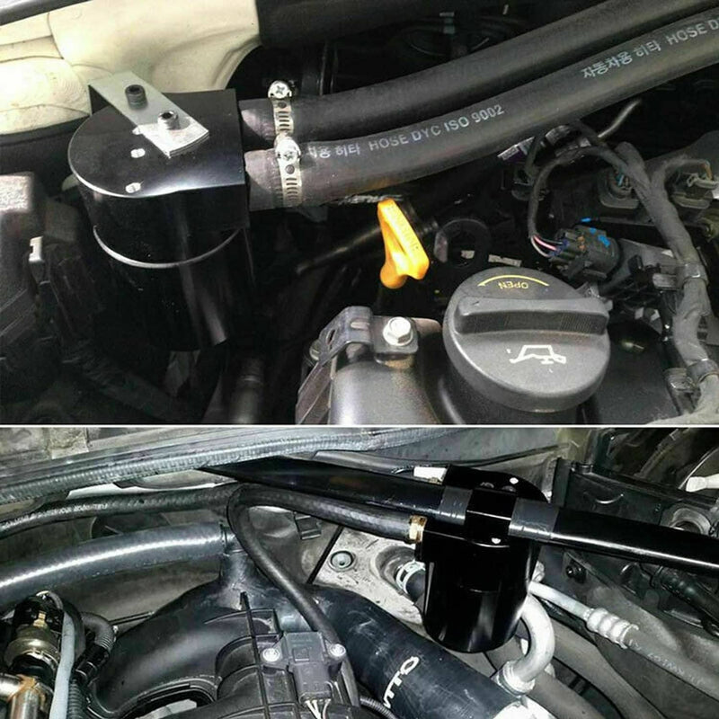 Billet Aluminum Black Baffled Oil Catch Can Tank for BMW N54 335i 535i
