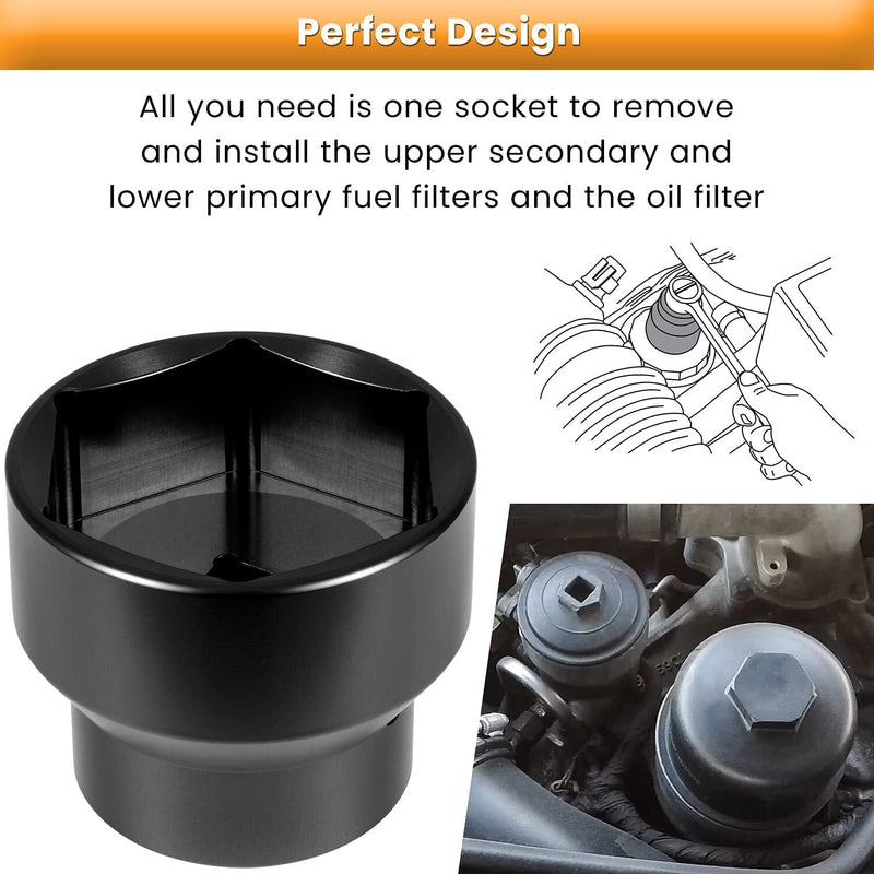 Oil Filter Socket 24mm 36mm for Ford 2003-2010 6.0L 6.4L Powerstroke Diesel