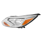DURAFORCE Clear Lens Halogen Left Driver Side Headlight for Ford Focus 2012-2014 W/Bulb