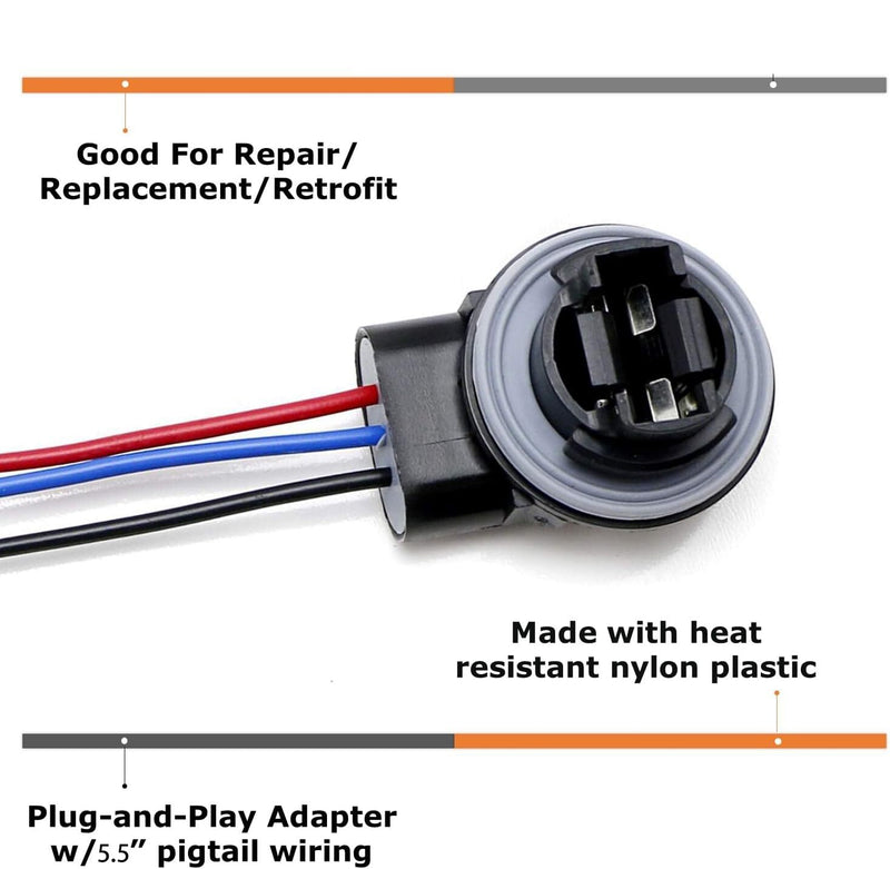 2pc 3157 4157 Bulb Socket Pig Tail Harness Wire Plug for Turn Signal Brake Light