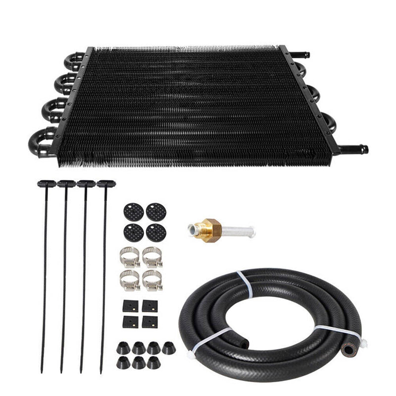 Universal 8 Row Aluminum Remote Transmission Oil Cooler Radiator Converter Kit