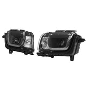DURAFORCE LED Tube Projector Headlights Headlamp Black for Chevrolet Camaro 2010-2013 Pair