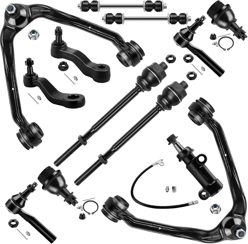 13Pcs Front Upper Control Arms Tie Rods Idler Arm Kit for Chevy Silverado