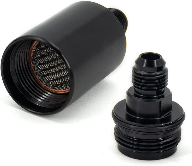 -6AN Inline Fuel Filter High Flow 100 Micron Cleanable AN6 6AN Black Universal