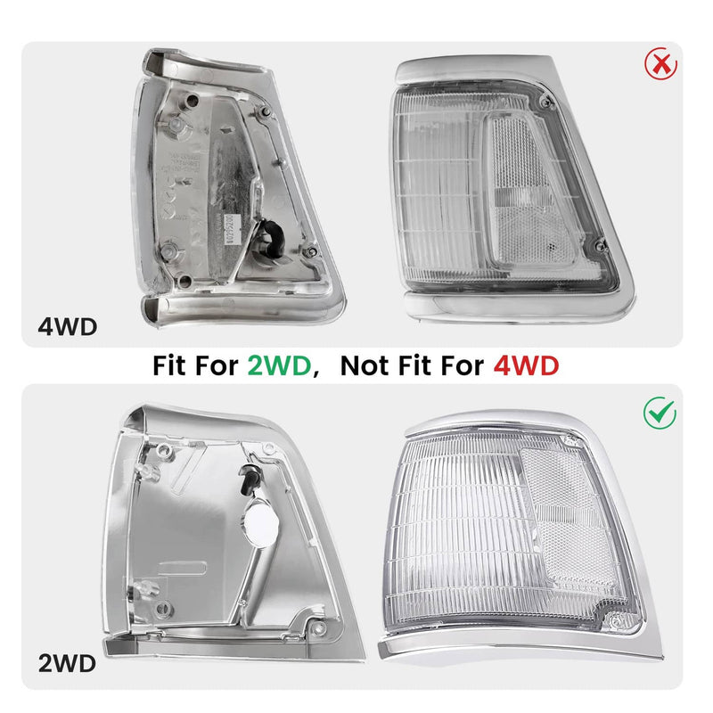 DURAFORCE Clear Corner Lights Bumper Signal Lights for Toyota Pickup 1992-1995 2WD